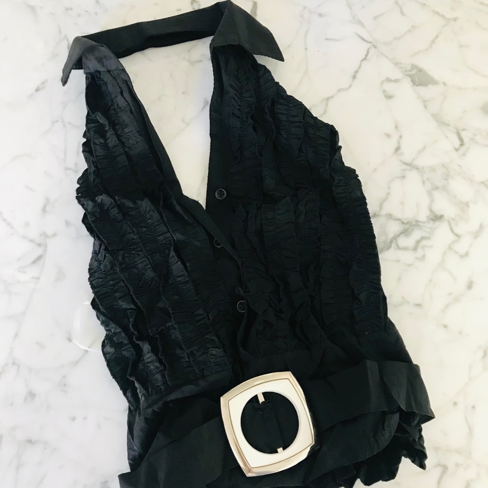 NEW Ruffle Halter Top with Buckle - Picture 2 of 11